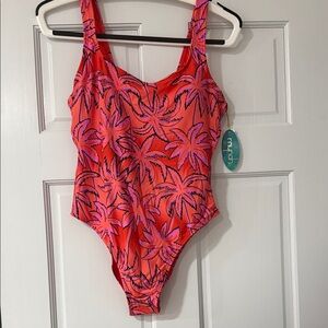 MYNAH Tropical Palm One Piece Swimsuit Size M